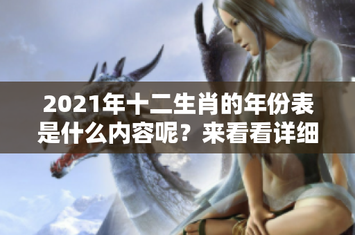 2021年十二生肖的年份表是什么内容呢？来看看详细介绍吧！